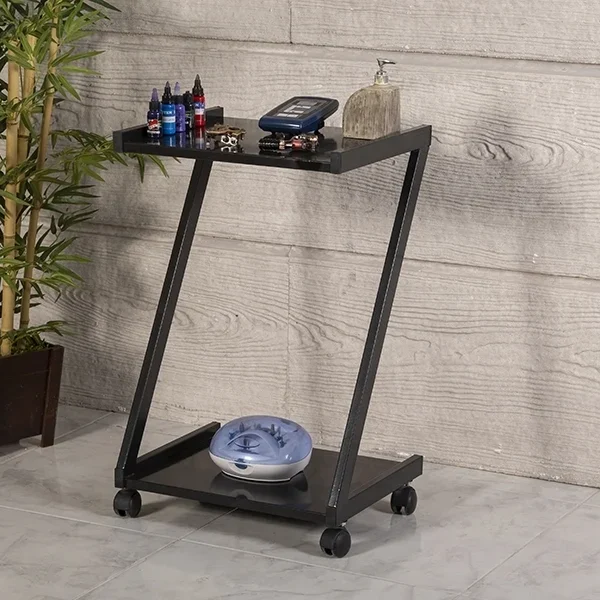 İron Cihaz Taşıma ve Setup Sehpası | Z Tipi - 2 Raflı - Siyah